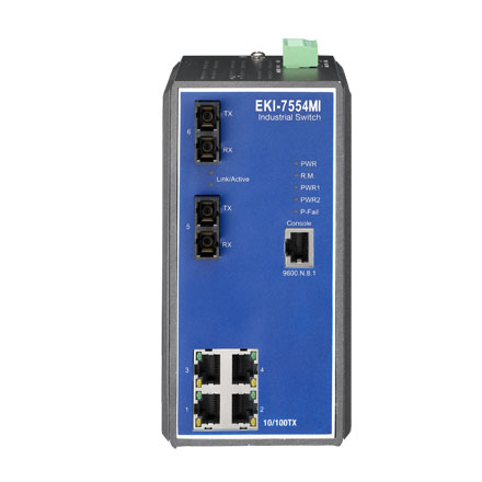 4+2 Fast Ethernet Fiber Optic Managed Switch with Wide Temperature