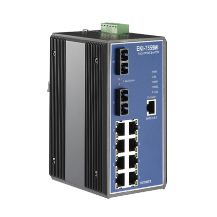 8+2 Fast Ethernet Fiber Optic Managed Switch Wide Temperature Range
