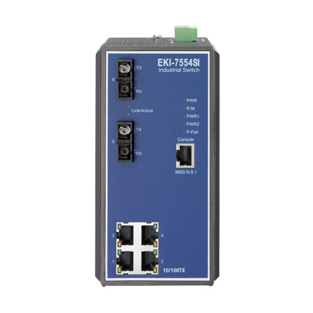 4+2 Fast Ethernet Fiber Optic Managed Switch Wide Temperature