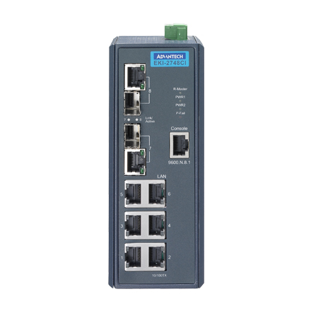 6 Gigabit X-Ring +2 Combo Managed Ethernet Switch with Wide Temperature