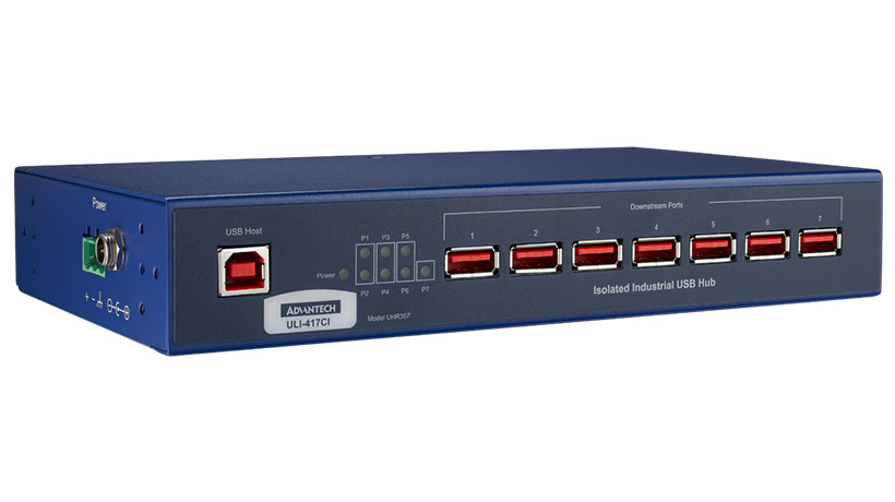 ULI-417CI - Industrial USB 2.0 Hub, 7 Port, Isolated, High Retention Connectors