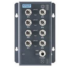 EN50155 M12 8GE PoE Unmanaged Switch, 24~48VDC
