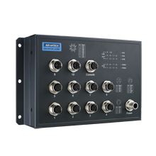 EN50155 10-Port Managed PoE M12 Ethernet Switch 24/48 VDC