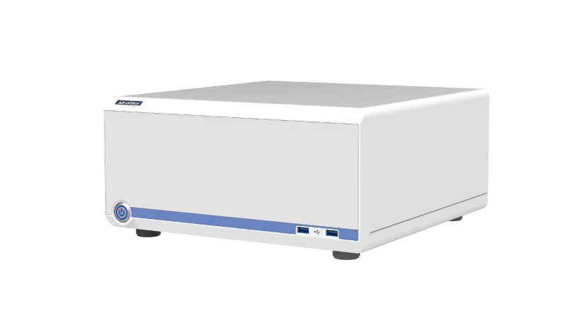 A medical-grade medical mini PC Series with compact housing and IPX1 water resistant enclosure for space-conscious hospital applications.