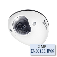 VIVOTEK MD8563-EHF2 2MP Outdoor Mobile Dome IP Network Camera, WDR Pro, 3DNR, 1920x1080, 30fps, H.264, MPEG-4, EN50155 Mobile Surveillance, IP66, Vandal-proof IK10, PoE
